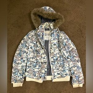 Mossimo Supply Co coat with faux fur hood, size small